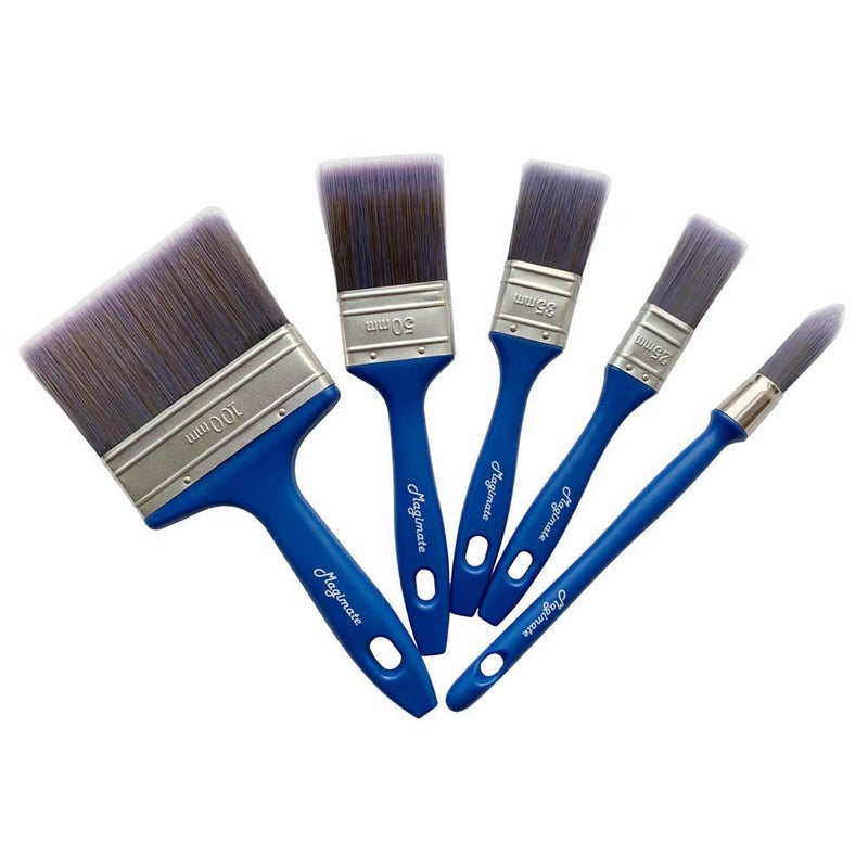 Magimate Paint Brush Set, Painters Professional Painting Brushes with an Elegance Tapered Trim Brush for Walls, Cabinets, Pack of 5 - Image 1